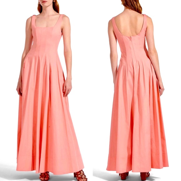 NWT Staud Wells Maxi Dress Grapefruit - Picture 5 of 16